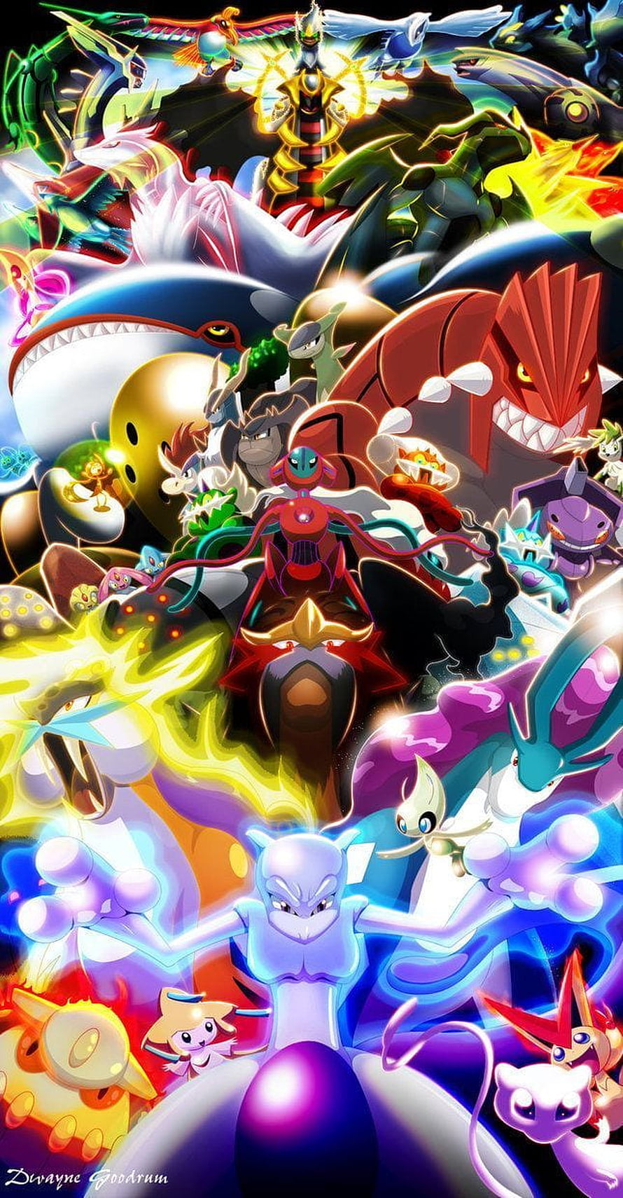 Vibrant Digital Art Collage Featuring Legendary Pokemon Characters in Dynamic Action Poses HD phone wallpaper