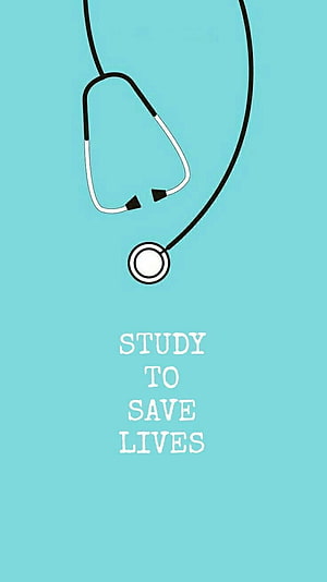 Minimalist Stethoscope Illustration with Study to Save Lives Medical Quote HD phone wallpaper