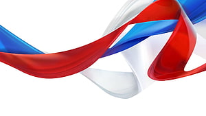 Abstract Red White And Blue Flowing Ribbons On Clean White Background HD wallpaper