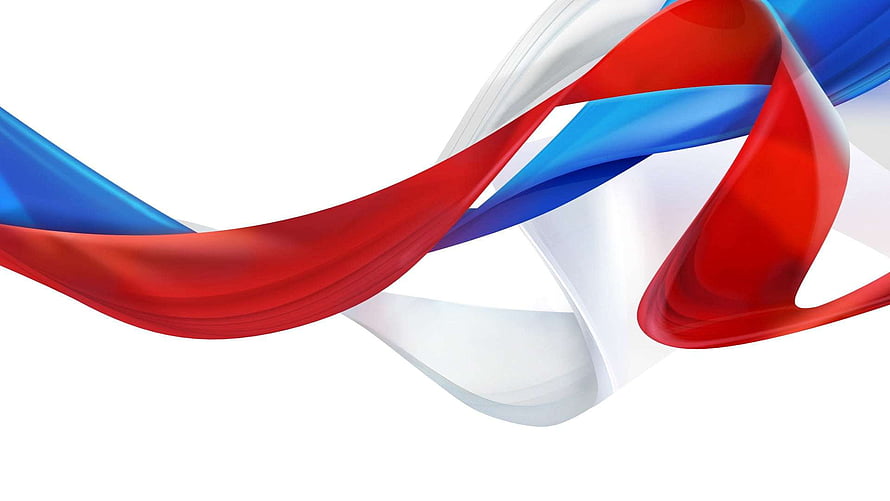 Abstract Red White And Blue Flowing Ribbons On Clean White Background HD wallpaper