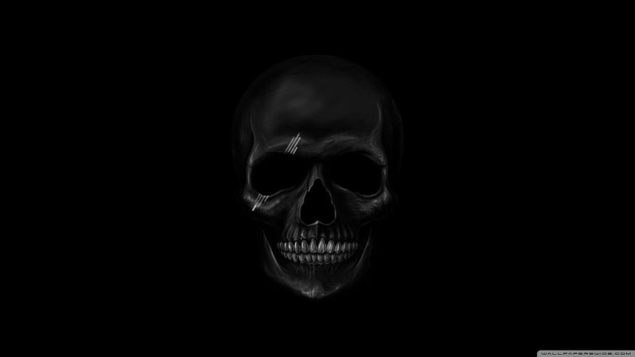Dark Human Skull with Subtle Scratches on Black Background HD wallpaper