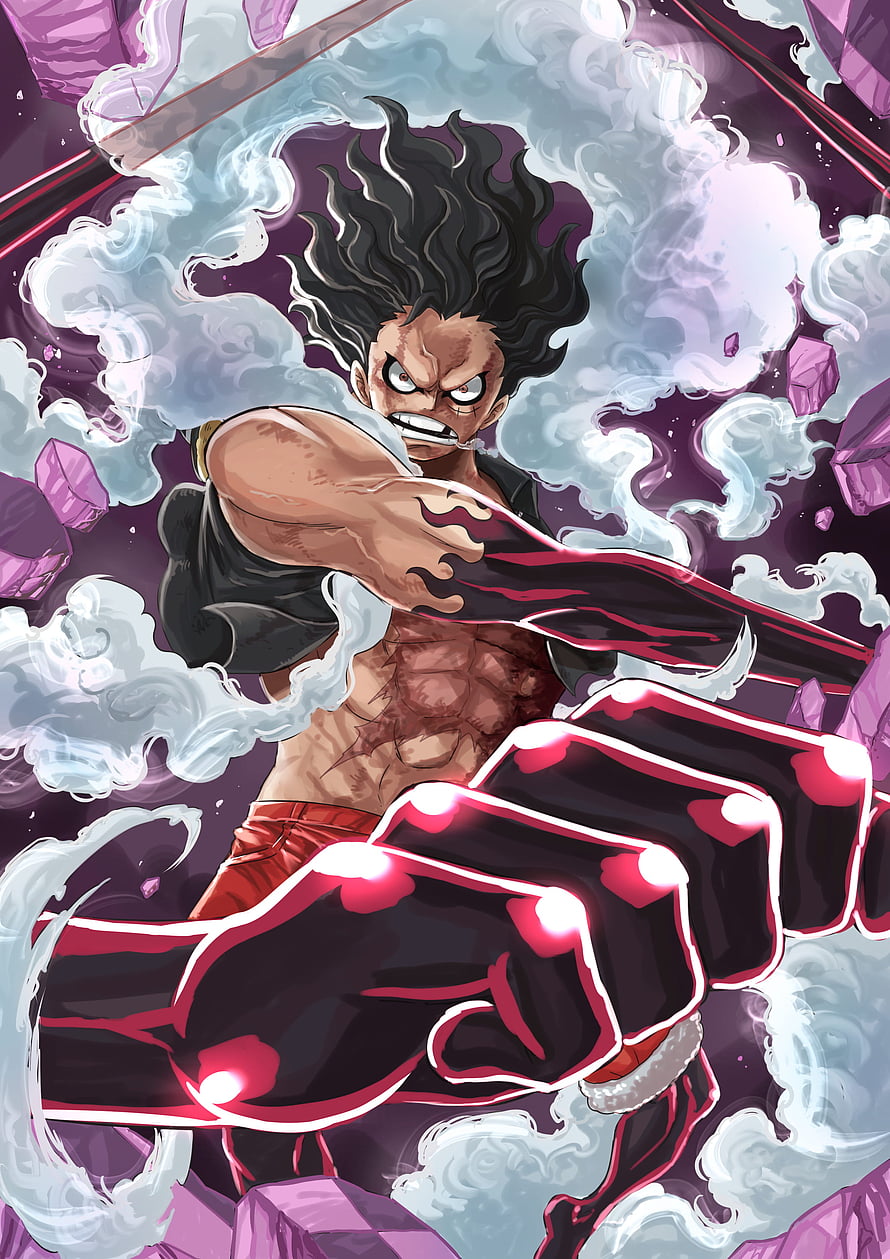 Monkey D. Luffy Gear Fourth Snakeman Anime Action Artwork HD phone wallpaper