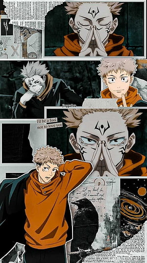 Sukuna Aesthetic Collage from Jujutsu Kaisen with Dark and Moody Anime Art HD phone wallpaper