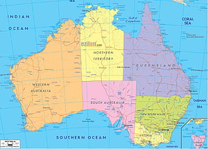 Detailed Political Map of Australia Showing States and Territories HD wallpaper