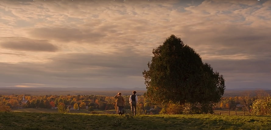 Little Women Jo and Laurie Silhouette on Hilltop at Golden Hour HD wallpaper