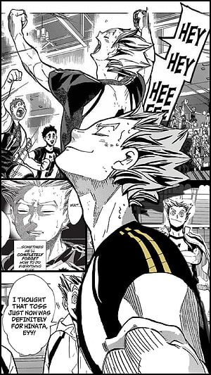 Haikyuu Manga Panel Featuring Bokuto in Intense Volleyball Action HD phone wallpaper