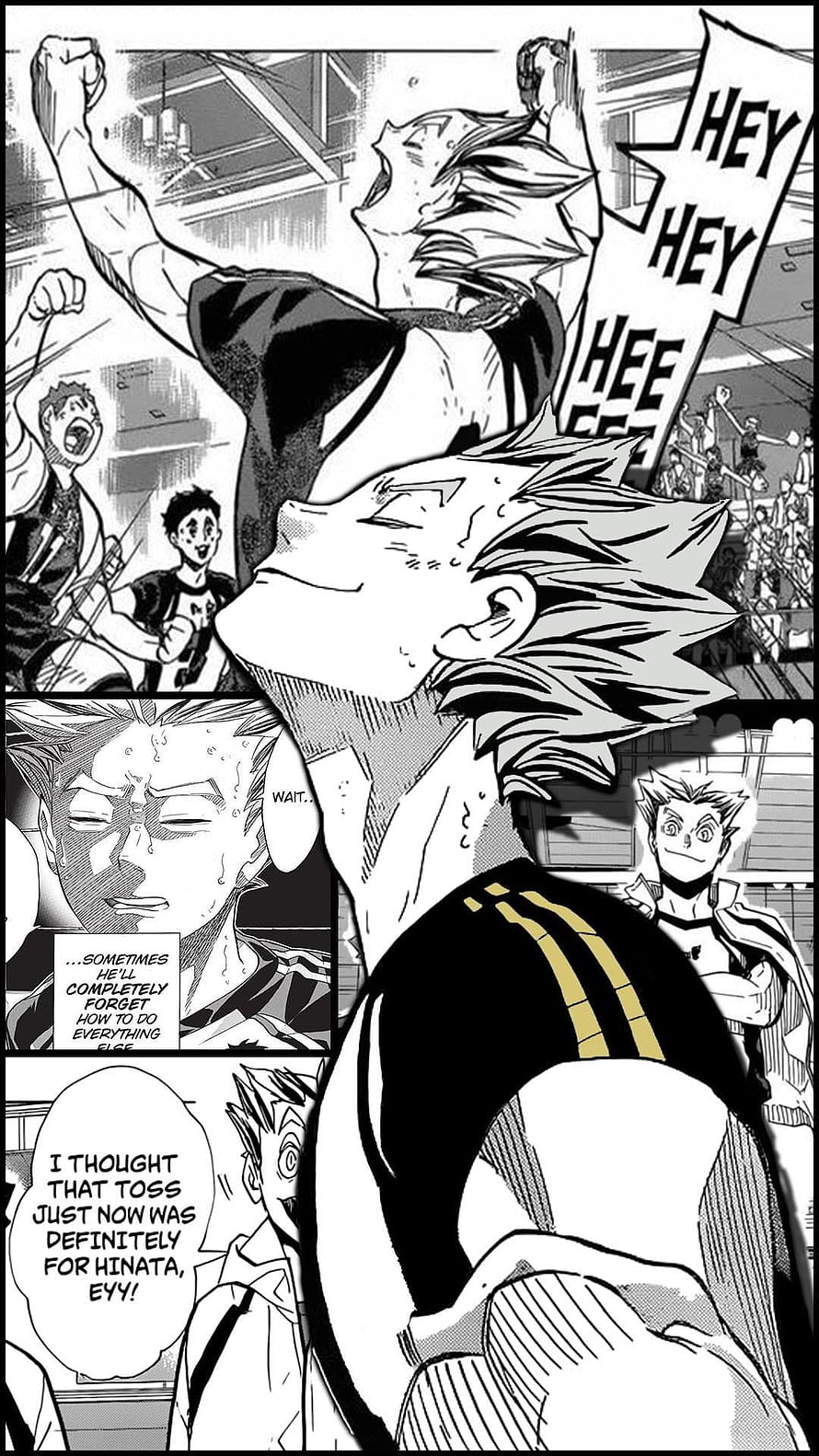 Haikyuu Manga Panel Featuring Bokuto in Intense Volleyball Action HD phone wallpaper