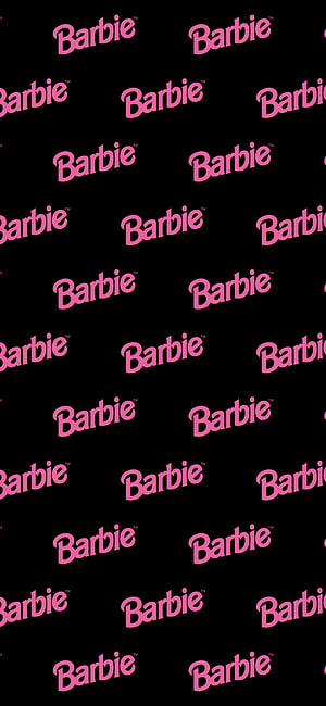 Barbie Logo Pattern Wallpaper in Pink on Black Background HD phone wallpaper