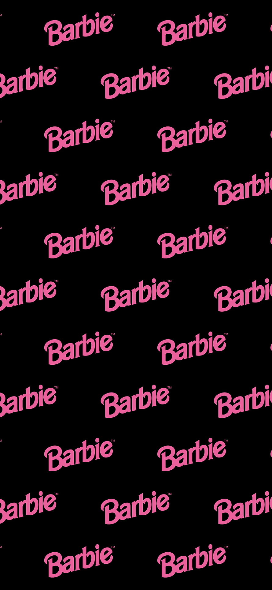 Barbie Logo Pattern Wallpaper in Pink on Black Background HD phone wallpaper