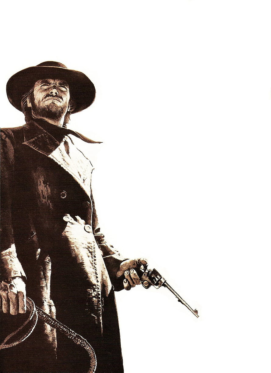 Clint Eastwood Western Cowboy Portrait with Revolver and Lasso HD phone wallpaper
