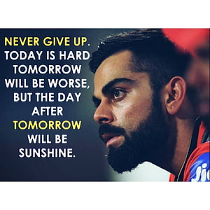 Virat Kohli Profile Portrait With Motivational Quote Overlay HD phone wallpaper