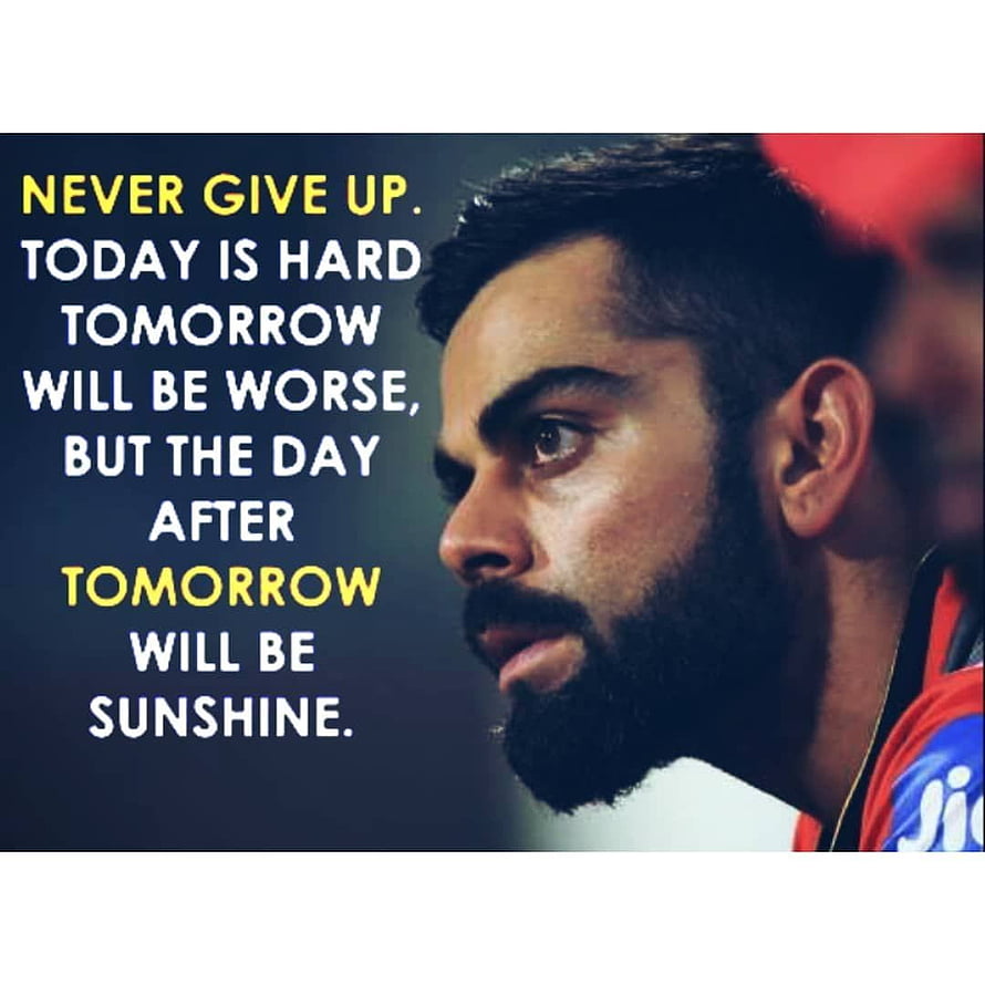 Virat Kohli Profile Portrait With Motivational Quote Overlay HD phone wallpaper