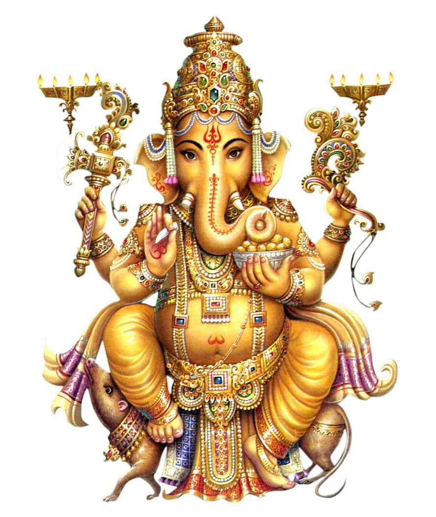 Ganesha with Mouse Vahana and Traditional Ornaments HD phone wallpaper