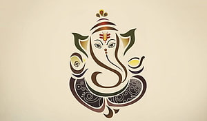 Stylized Ganesha Vector Illustration with Ornate Patterns and Warm Earth Tones HD wallpaper