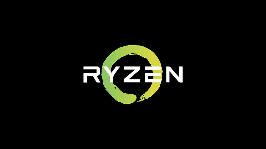AMD Ryzen Processor Logo with Green Ring on Black Background HD wallpaper