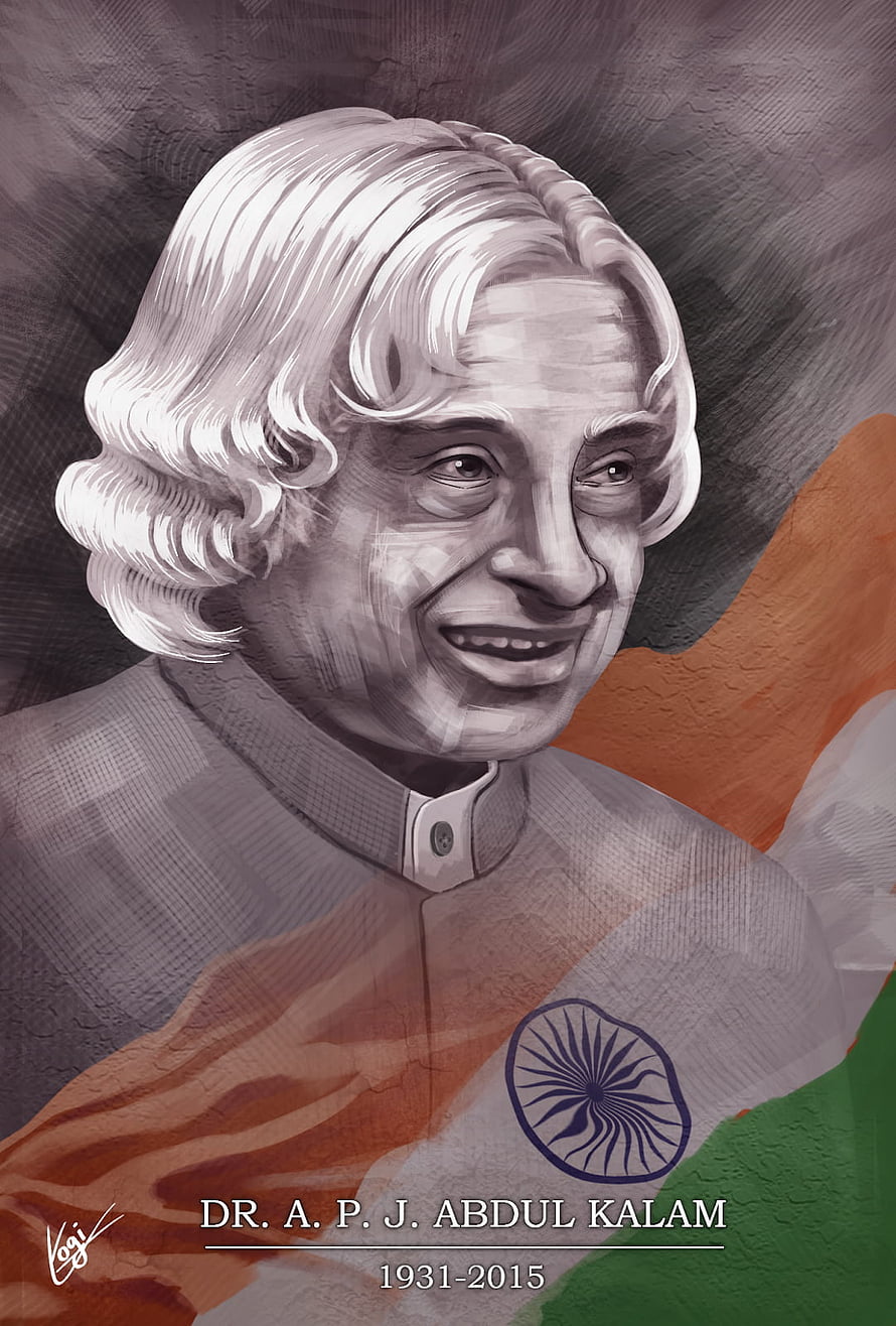 A. P. J. Abdul Kalam Digital Portrait with Indian Flag and Ashoka Chakra HD phone wallpaper