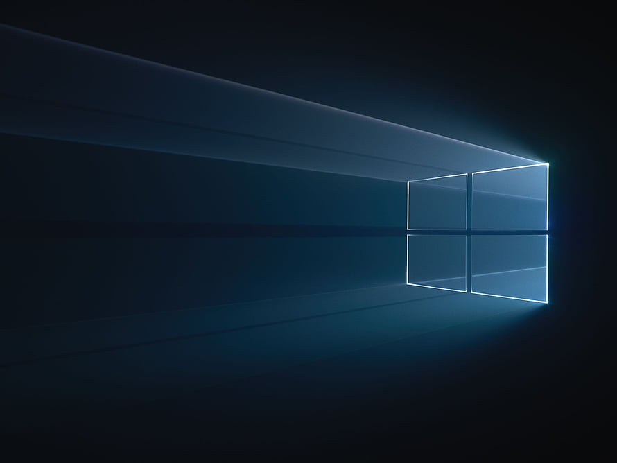 Windows 10 Dark Mode Minimalist Blue Window Logo on Black Background HD wallpaper