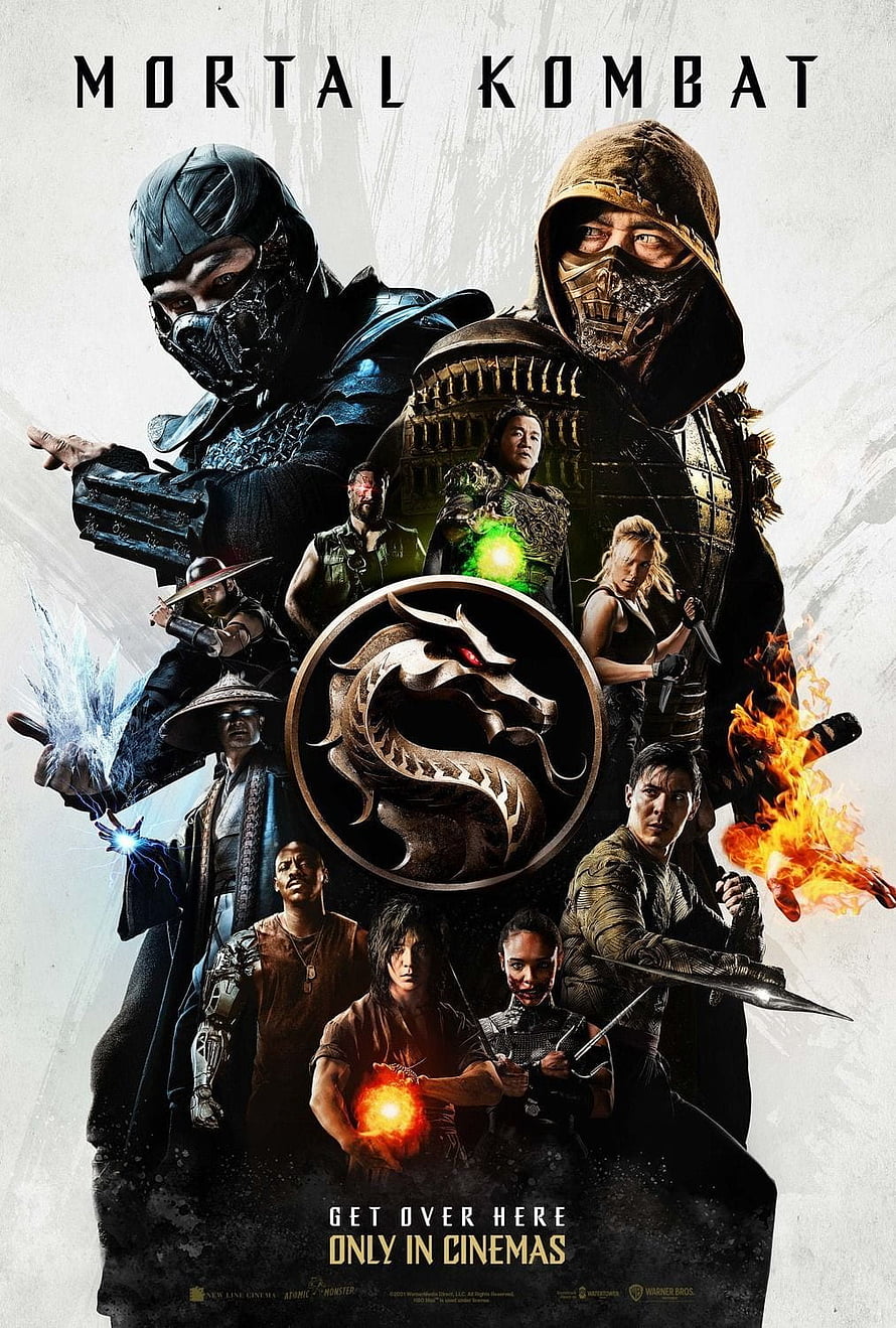 Mortal Kombat 2021 Movie Poster Featuring Scorpion, Sub-Zero, and Ensemble Cast HD phone wallpaper