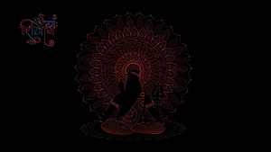 Lord Shiva Silhouette with Intricate Mandala Pattern on Black Background HD wallpaper