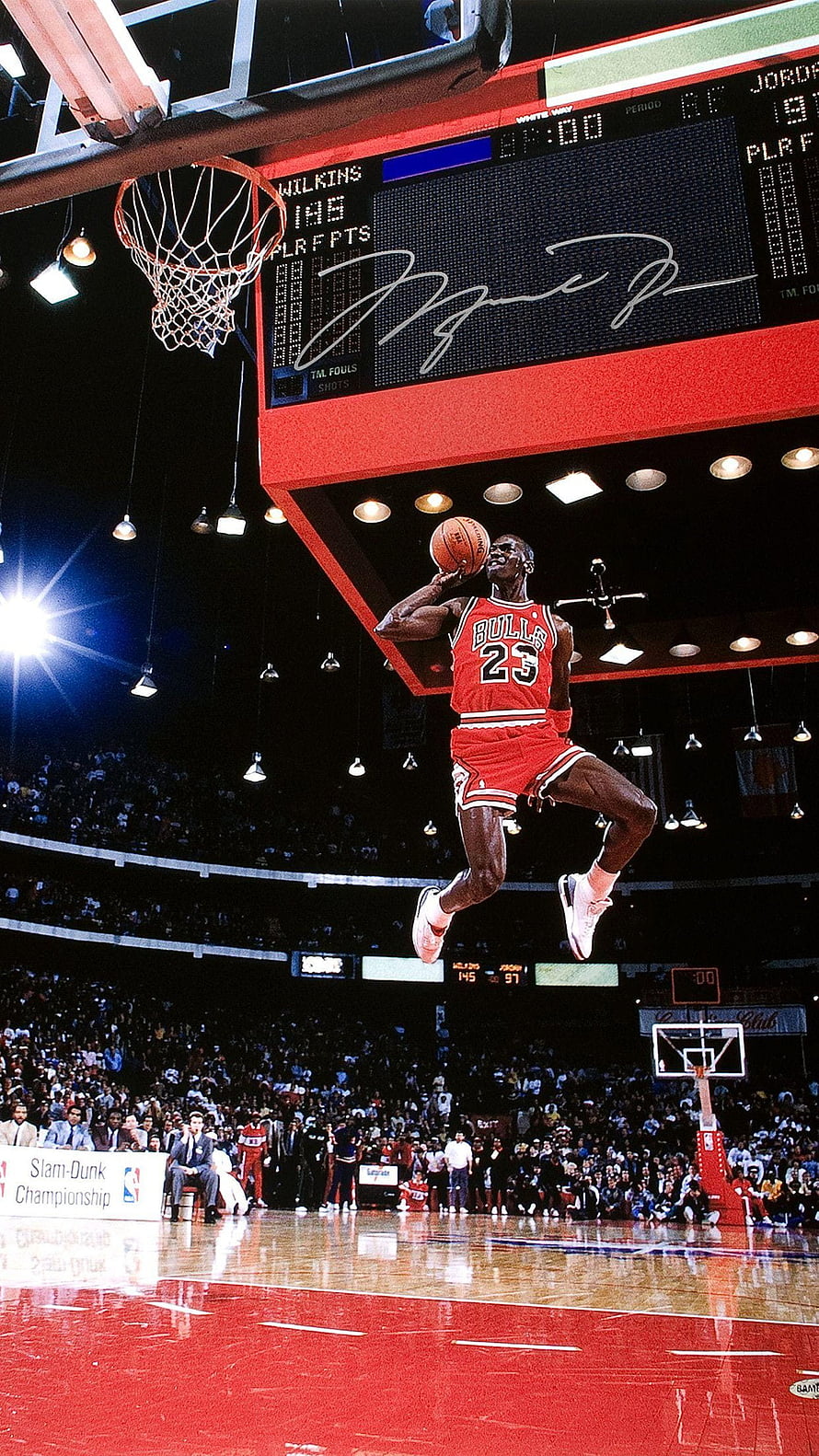 Michael Jordan Chicago Bulls Slam Dunk Championship Action Shot HD phone wallpaper