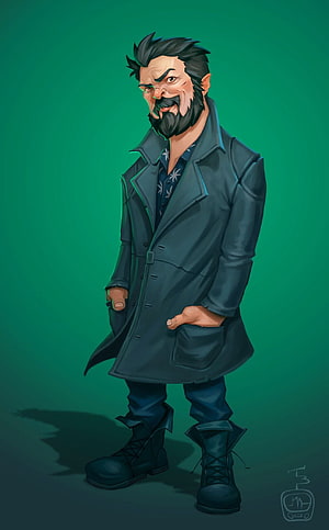 Billy Butcher Character Illustration in Dark Trench Coat and Combat Boots HD phone wallpaper