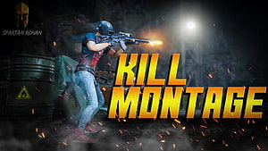 PUBG Mobile Kill Montage Thumbnail Featuring Armed Soldier in Combat Zone HD wallpaper