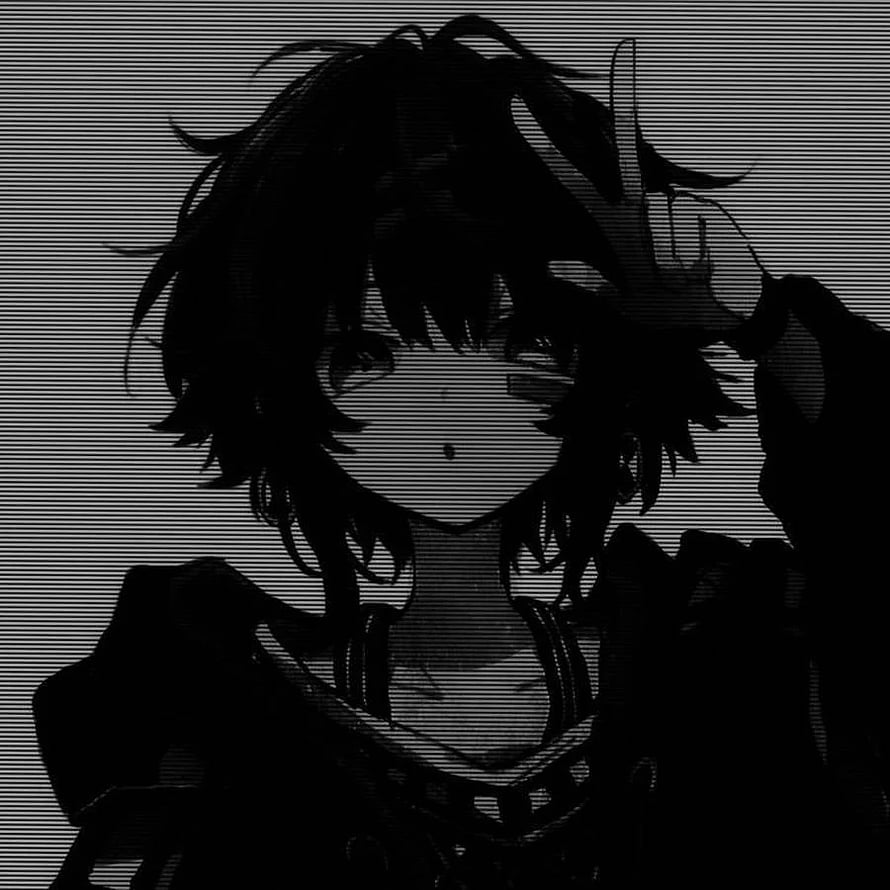 Monochromatic Anime Girl with Messy Hair and Finger Gesture in Dark Aesthetic Style HD phone wallpaper