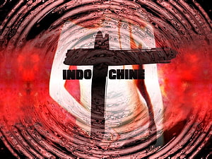 Indochine Band Logo with Distorted Red and Black Swirling Background HD wallpaper