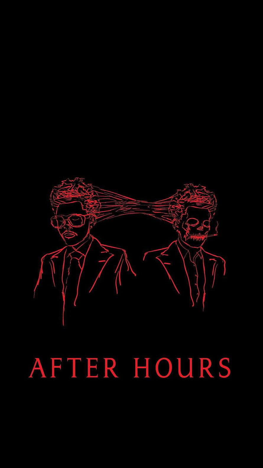 The Weeknd After Hours Neon Line Art Portrait with Skull Transformation HD phone wallpaper