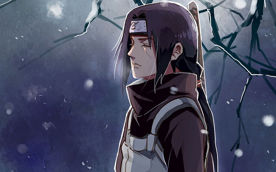 Itachi Uchiha in a Melancholic Winter Scene From Naruto HD wallpaper