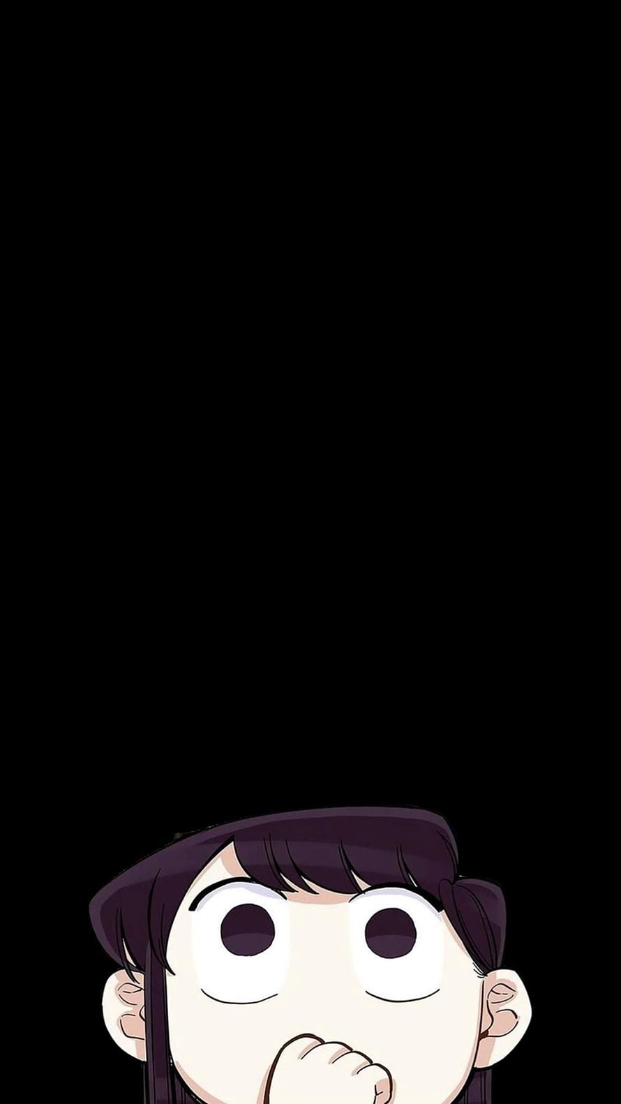 Komi Can't Communicate Anime Character with Surprised Expression on Black Background HD phone wallpaper