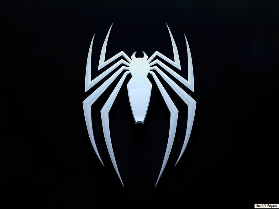 Spider-Man 2 White Spider Logo on Black Background HD wallpaper