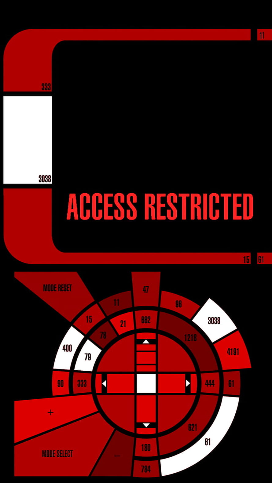 Star Trek LCARS Interface Design with Access Restricted Text and Red Control Panel HD phone wallpaper