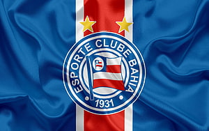 Esporte Clube Bahia Official Club Crest on Waving Blue Fabric Background HD wallpaper