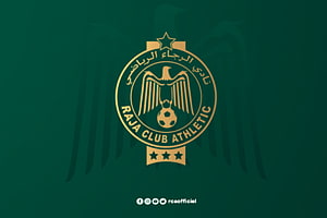Raja Club Athletic Official Emblem on Deep Green Background with Gold Eagle Crest and Star Banner HD wallpaper