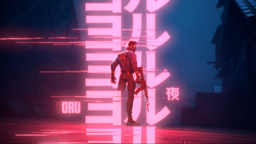 Yoru Valorant Agent Neon Cyberpunk Cityscape Wallpaper HD wallpaper