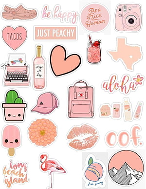 Peach Aesthetic Sticker Pack with Cute Illustrations and Typography HD phone wallpaper