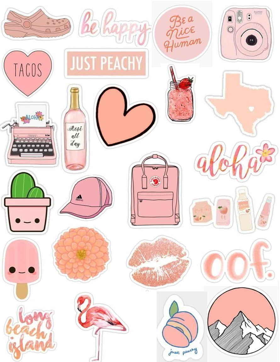 Peach Aesthetic Sticker Pack with Cute Illustrations and Typography HD phone wallpaper