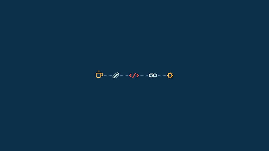Minimalist Developer Workflow Icons on Dark Navy Background HD wallpaper