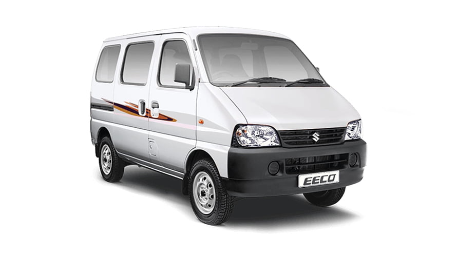 White Maruti Suzuki Eeco Passenger Van with Side Decals on White Background HD wallpaper