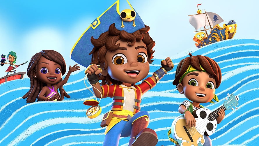 Santiago of the Seas Animated Pirate Adventure with Crew and Ship HD wallpaper