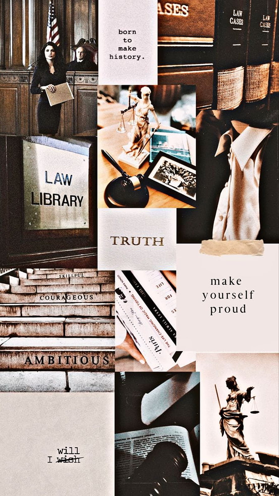 Law Student Aesthetic Moodboard with Justice Scales and Courtroom Elements HD phone wallpaper
