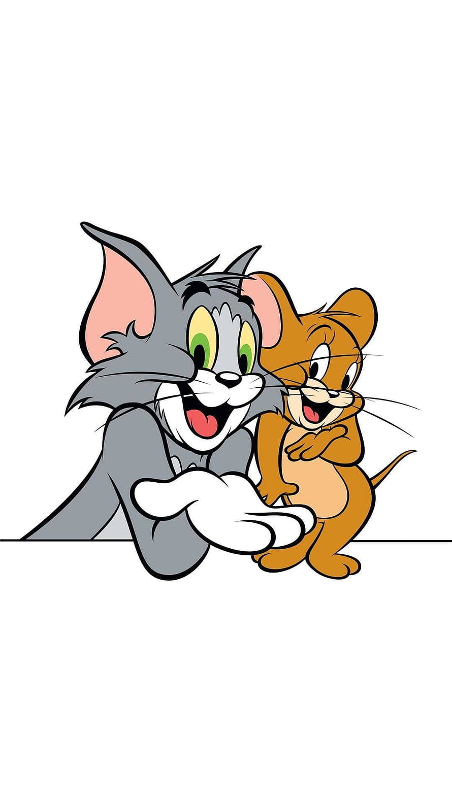 Tom and Jerry Cartoon Characters Peeking Over a White Surface with Friendly Expressions HD phone wallpaper