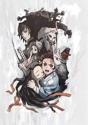 Demon Slayer: Kimetsu no Yaiba Main Characters Group Artwork HD phone wallpaper