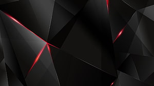 Dark Geometric Abstract Wallpaper with Red Neon Light Accents HD wallpaper