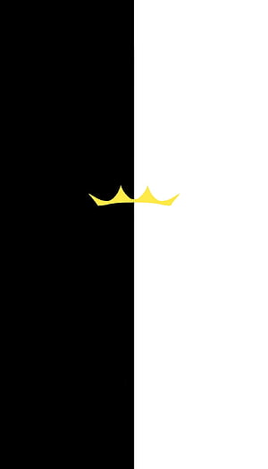 Ranboo Minimalist Black and White Split Design with Yellow Crown Accent HD phone wallpaper