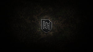 Dark Military Shield Emblem with Stylized Monogram on Textured Background HD wallpaper