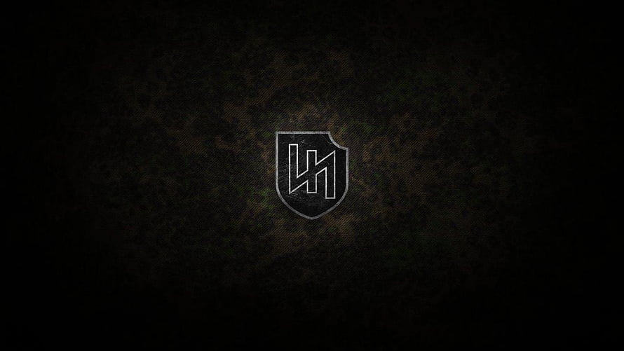 Dark Military Shield Emblem with Stylized Monogram on Textured Background HD wallpaper
