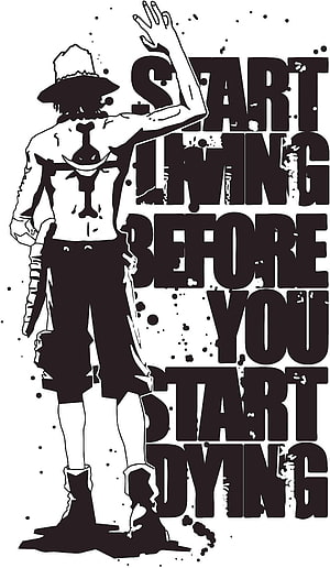 One Piece Monkey D Luffy Black and White Illustration with Motivational Quote HD phone wallpaper
