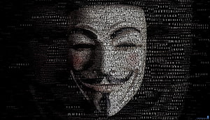 Hacker Face Formed by Dense Text Matrix on Black Background HD wallpaper